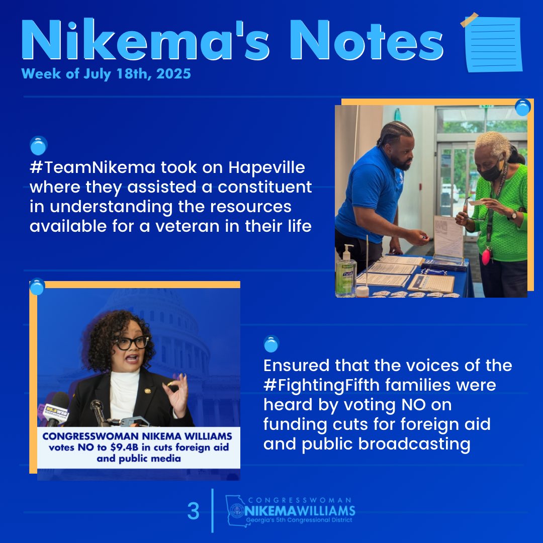 RepNikema's tweet image. This week, I stayed on the Hill fighting into the dead of night as Republicans tried to sneak another bill by Americans, this time targeting funding for #publicbroadcasting. Read more about my work for the #FightingFifth in #NikemasNotes.