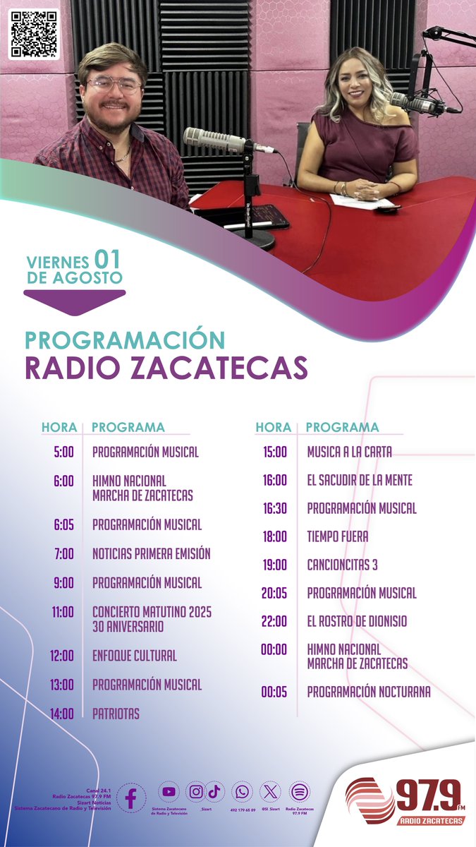 📷 ¡Tu día de entretenimiento comienza aquí! 📷

Con nuestra programación diaria, ¡nunca te quedarás sin opciones!

Aquí te dejamos lo mejor para cada momento.

📷 Radio Zacatecas 97.9 FM
📷 sizart.org.mx