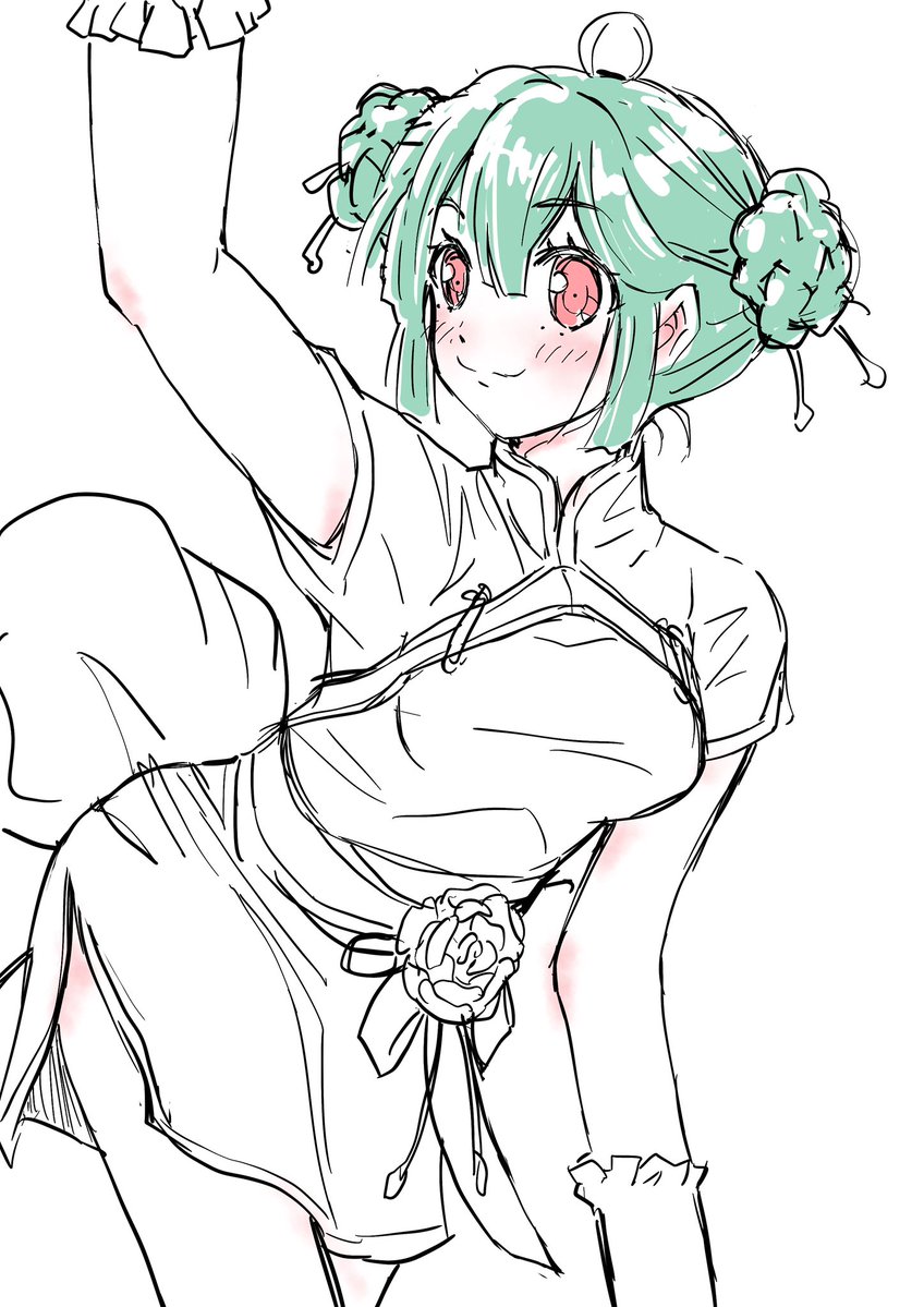 hoo_zuki's tweet image. 絵は描いてます。なかなか仕上がらないけど… チャイナ服がかわいい ランカちゃん 下描き らくがき