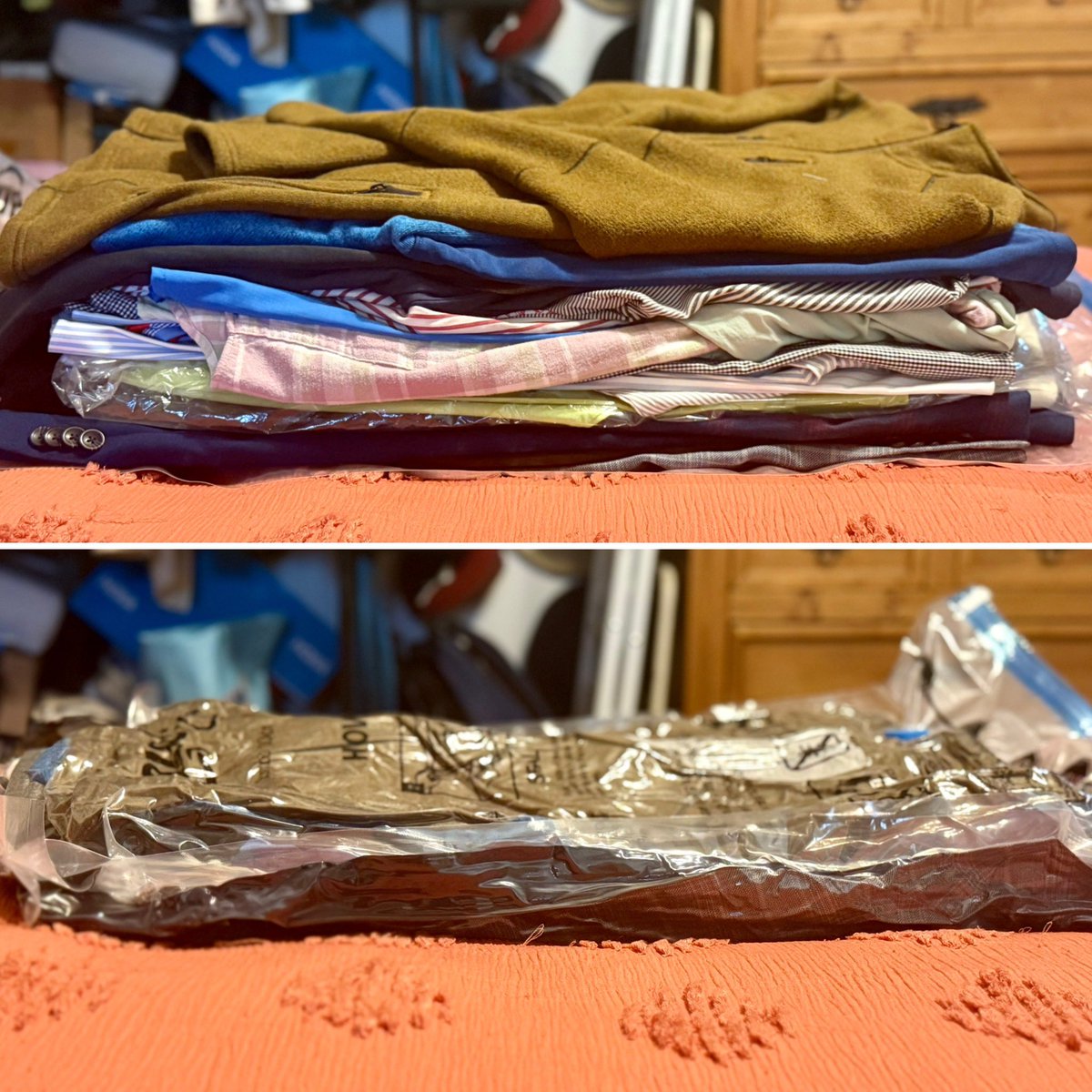 JoeHollywoodLA's tweet image. Now THIS is what I call VACUUM PACKED! ๐คฉ
Was getting a little (a lot ๐) overwhelmed by everything that had to be done before photographers come on Monday to prepare for the estate sale ๐ซฃ
I started purging and vacuum packing my clothes ๐
(Suits + โ๏ธ)
Who knew ๐ซฃ๐คทโโ๏ธ
Ahhh ๐