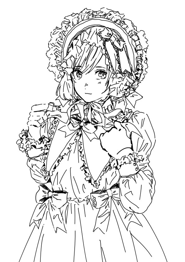 takatakasago's tweet image. ※女装の絵です
先日載せたホワの絵のラフと塗り過程とおまけ
