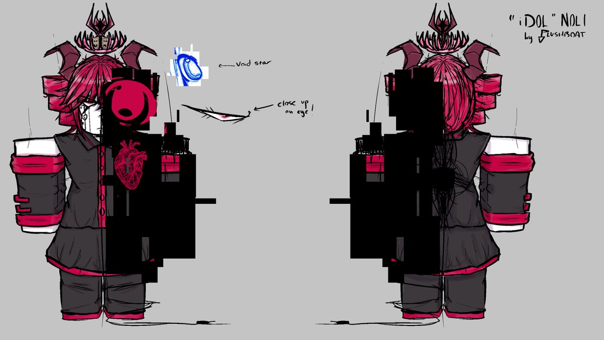 plushboat's tweet photo. There can only be one.

iDOL Noli skin concept for forsaken, inspired by pddb's ghoul and kasane teto. i had fun with it, also legally distinct iDOL and alt version in replies

#Forsaken #forsakenroblox #forsakenart #ROBLOX #YCCM3 https://t.co/iTMf9Njb1u