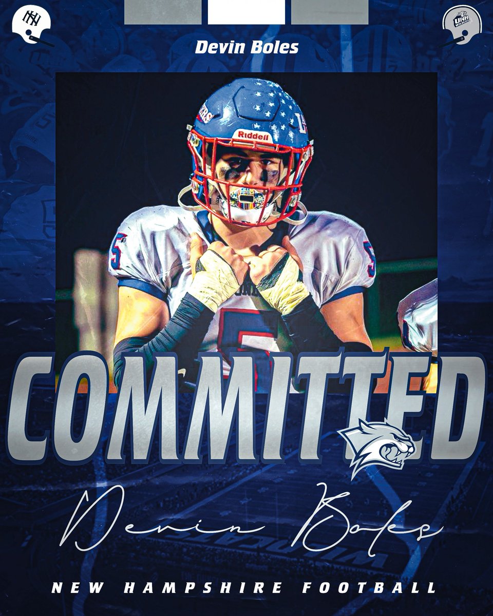 Devin Boles (@devin_boles) on Twitter photo I am honored to be 100% committed to play football for the University of New Hampshire. Thank you <a href="/rwsantos2/">Rick Santos</a> and <a href="/CoachScottJames/">Scott James</a> for making my dreams come true. I am grateful for the support from my family as well as <a href="/JimmyLauzon1/">Jimmy Lauzon</a> and <a href="/CoachV1781/">Coach Voulgaris</a>. Proud to STAY HOME 🏠 I am honored to be 100% committed to play football for the University of New Hampshire. Thank you <a href="/rwsantos2/">Rick Santos</a> and <a href="/CoachScottJames/">Scott James</a> for making my dreams come true. I am grateful for the support from my family as well as <a href="/JimmyLauzon1/">Jimmy Lauzon</a> and <a href="/CoachV1781/">Coach Voulgaris</a>. Proud to STAY HOME 🏠