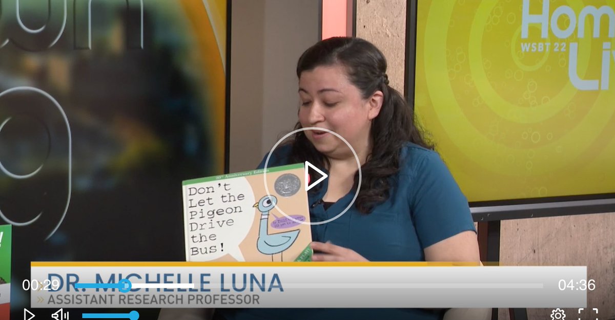 Wonderful to see Dr. Michelle Luna in this "Learning how to give your youngest kids the gift of reading" segment on <a href="/WSBT/">WSBT 22</a> 
bit.ly/3TNORUo