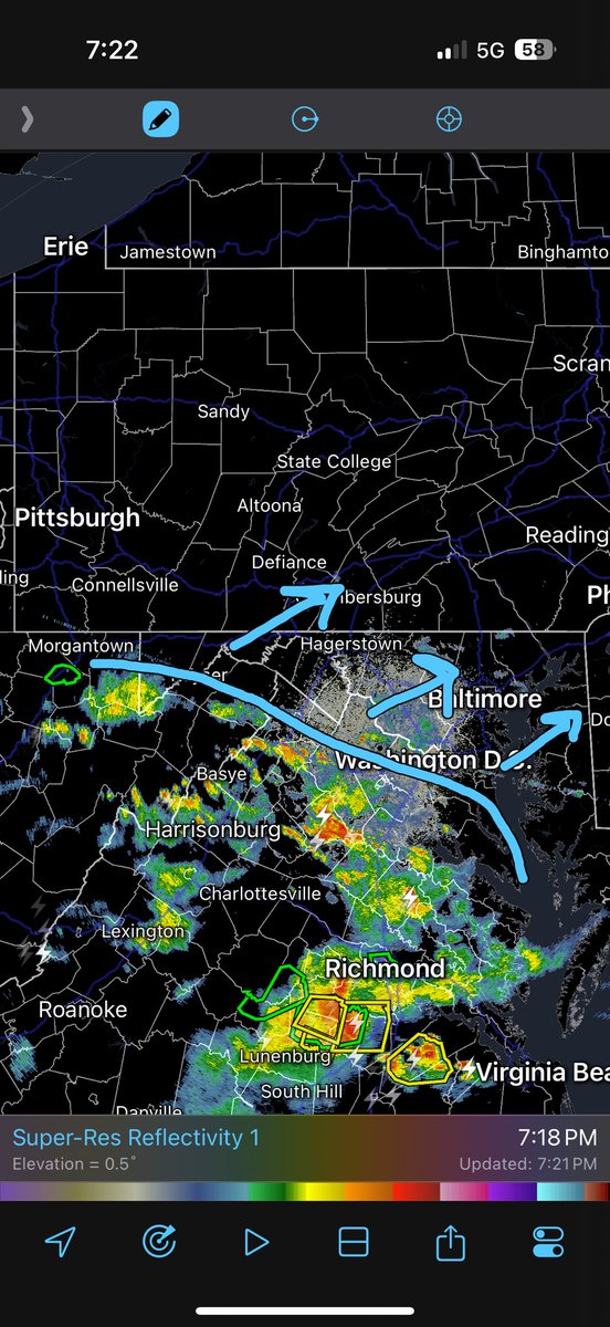 ryankanerWX's tweet image. Boundary pushing northeast will bring the chance for some overnight showers and storms… DC & Baltimore keep an eye out from 11-3am… showers may linger across northern MD until sunrise/just after #MdWx
