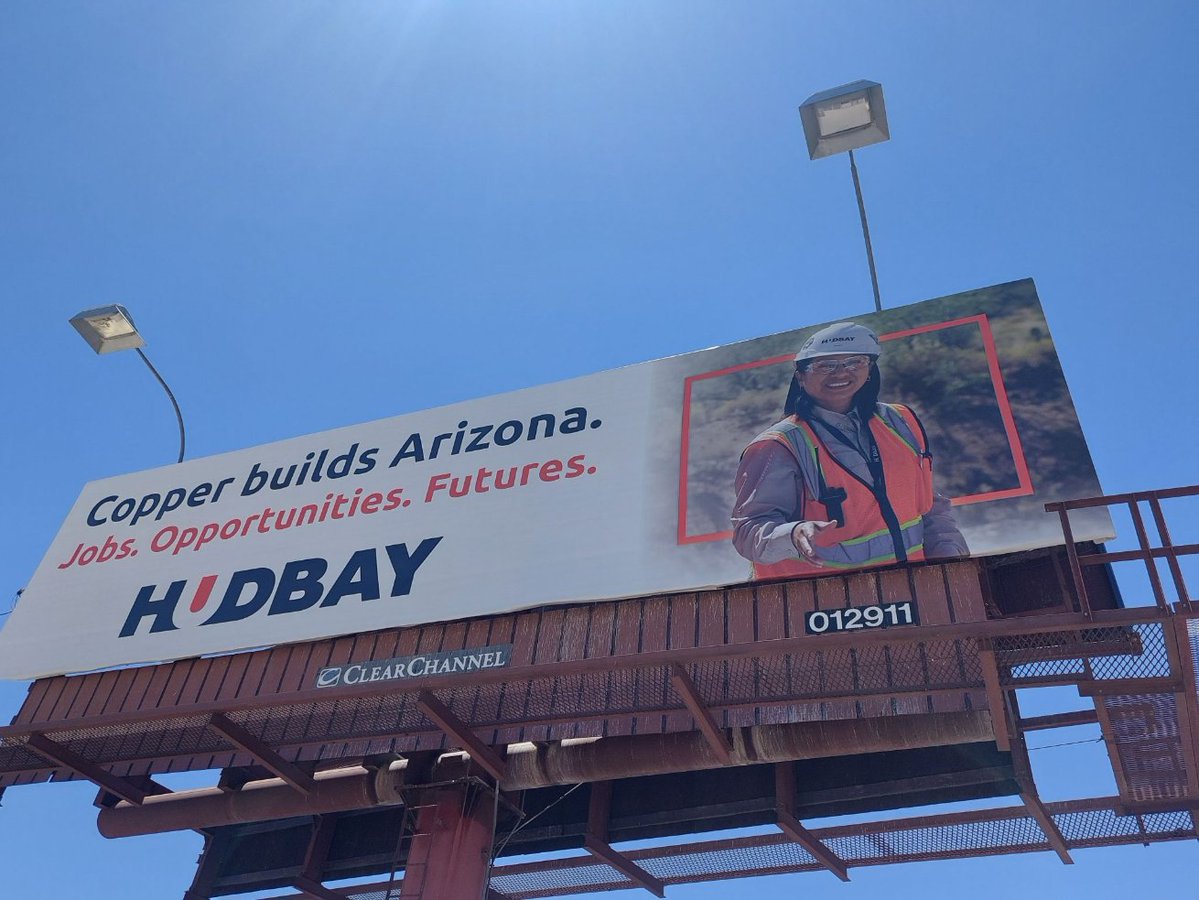 azmining's tweet photo. #AMAMemberHighlights
---
If you're in the Tucson vicinity, be on the lookout for Hudbay’s newly installed billboards located along I-10, Palo Verde Road, and Benson Highway! @HudbayUS is proud to support Tucson and their ongoing growth through the Copper World project. https://t.co/OaKRbN5PL3