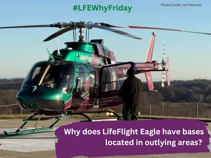 LifeFlight Eagle places its bases in rural and outlying areas to reach patients, who are furthest from definitive care, faster. 

See more detailed answer on our Facebook and Instagram pages.

#LFEWhyFriday #RuralEMS #LifeFlightEagle
