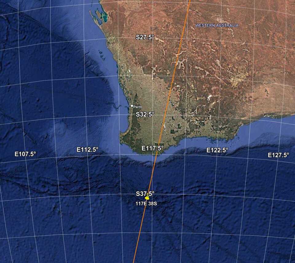 NASA's TRACE solar observatory, which operated from 1998 to 2010,  reentered over the ocean 600 km south of Perth, W Australia at 1137 UTC  Jul 18.