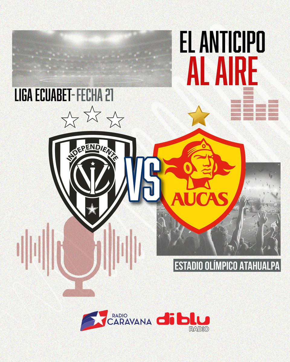 Radio Diblu (@radiodiblufm) on Twitter photo 🔥 ¡EMPIEZA UNA NUEVA FECHA!
🎙️ #WalterRuíz
🎙️ <a href="/AndresPonce28/">Andrés Ponce</a>
🎙️ <a href="/CarlosGalvez21/">Carlos Galvez V</a>
🎙️ <a href="/rominariera11/">romina riera</a>
🎙️ <a href="/nadia_manosalva/">nadia manosalvas </a>
⚫️ <a href="/IDV_EC/">Independiente del Valle</a> 🆚 <a href="/Aucas45/">S. D. Aucas Oficial</a> 🟡
🏆 <a href="/LigaEcuabetec/">Liga Ecuabet</a>
🗓️ Fecha 21
🏟️ Atahualpa
⏰ 19H00
👉🏻 Disfrútalo por diblu.ec y radiocaravana.com 🔥 ¡EMPIEZA UNA NUEVA FECHA!
🎙️ #WalterRuíz
🎙️ <a href="/AndresPonce28/">Andrés Ponce</a>
🎙️ <a href="/CarlosGalvez21/">Carlos Galvez V</a>
🎙️ <a href="/rominariera11/">romina riera</a>
🎙️ <a href="/nadia_manosalva/">nadia manosalvas </a>
⚫️ <a href="/IDV_EC/">Independiente del Valle</a> 🆚 <a href="/Aucas45/">S. D. Aucas Oficial</a> 🟡
🏆 <a href="/LigaEcuabetec/">Liga Ecuabet</a>
🗓️ Fecha 21
🏟️ Atahualpa
⏰ 19H00
👉🏻 Disfrútalo por diblu.ec y radiocaravana.com