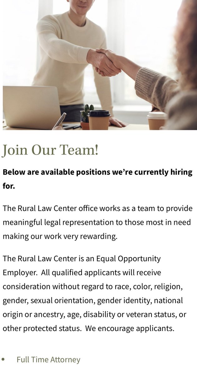 Rural Law Center is seeking an Attorney to join our team in our Plattsburgh office.  We offer strong benefits and a collaborative, supportive workplace. 

Learn more about the position: 
rurallawcenter.org/wp-content/upl…