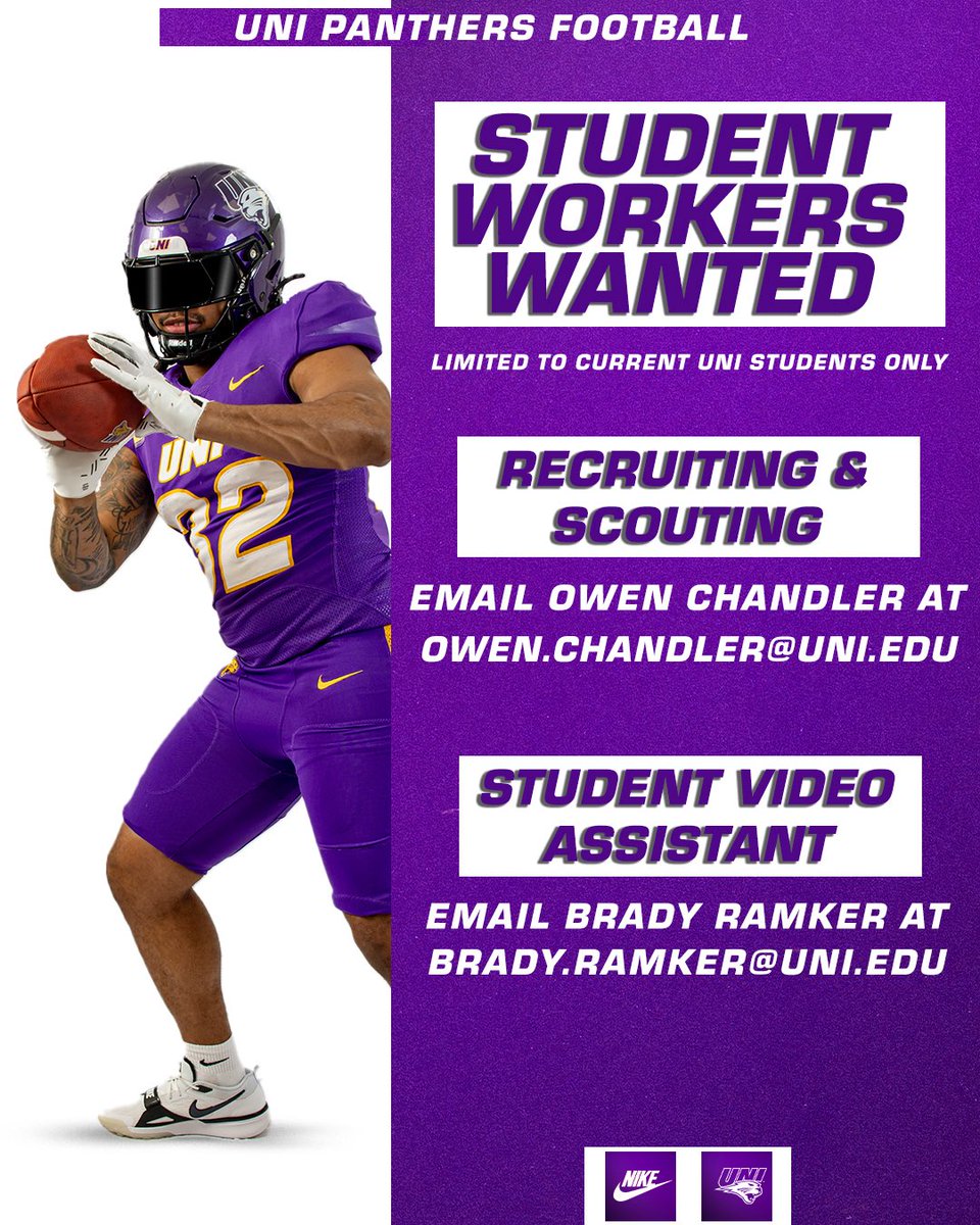 UNIFootball's tweet image. 🚨STUDENT WORKERS WANTED🚨
Great opportunity to get involved and to make an impact!
#EverLoyal | #1UNI | #UNIFootball