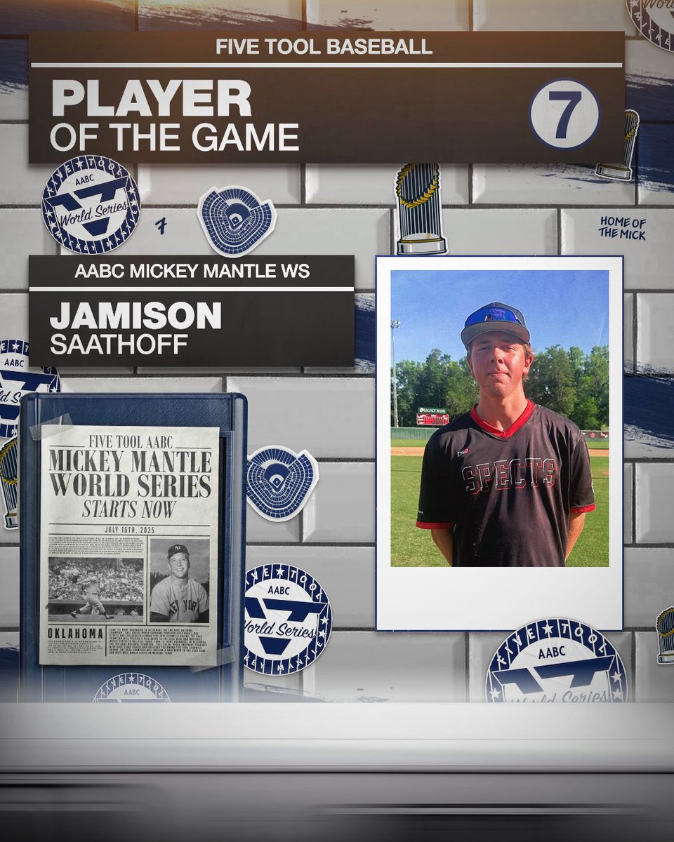 Five Tool Oklahoma (@fivetoolok) on Twitter photo #MantleWS F: <a href="/Prospects_NE/">Nebraska Prospects Baseball Club</a> 2027 Scout 13, BOA Oklahoma 2027 Callison 4
PoG: <a href="/JamisonSaathoff/">Jamison Saathoff</a> 1-2, HR, 5 RBI, R, BB #MantleWS F: <a href="/Prospects_NE/">Nebraska Prospects Baseball Club</a> 2027 Scout 13, BOA Oklahoma 2027 Callison 4
PoG: <a href="/JamisonSaathoff/">Jamison Saathoff</a> 1-2, HR, 5 RBI, R, BB