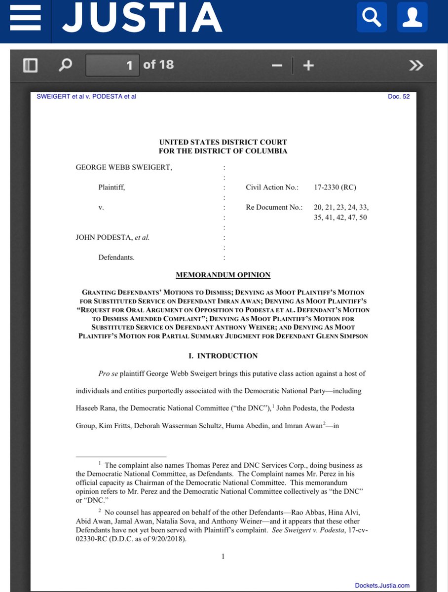 RealGeorgeWebb1's tweet image. Now that we know the Wall Street Journal article is going to bebtraced to ghost writer Glenn Simpson and bagman John Podesta, here is my lawsuit against the cabal in 2017. The only way Glenn Simpson escaped Court was by hiding from service. This lawsuit took down both Podesta…