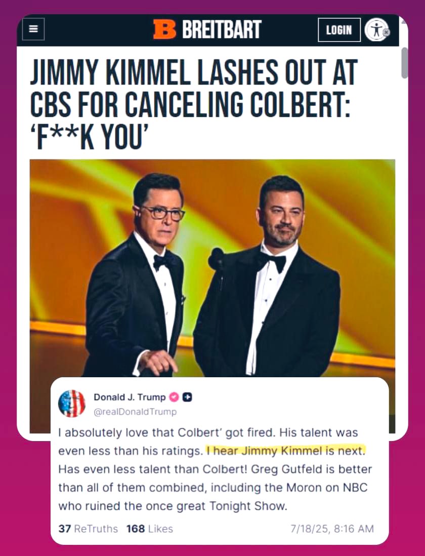 lana_asanin's tweet image. Gotta love Trump and his sarcasm. So happy Colbert is gone!!! Praying for Kimmel next! Both are ๐๏ธ๐