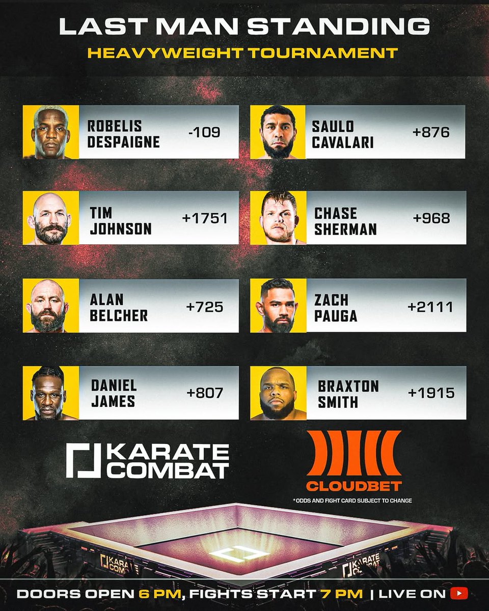 JspecTheHost's tweet image. Use your MMA knowledge and the craziness of a tournament 💰
Best fight odds @Cloudbet