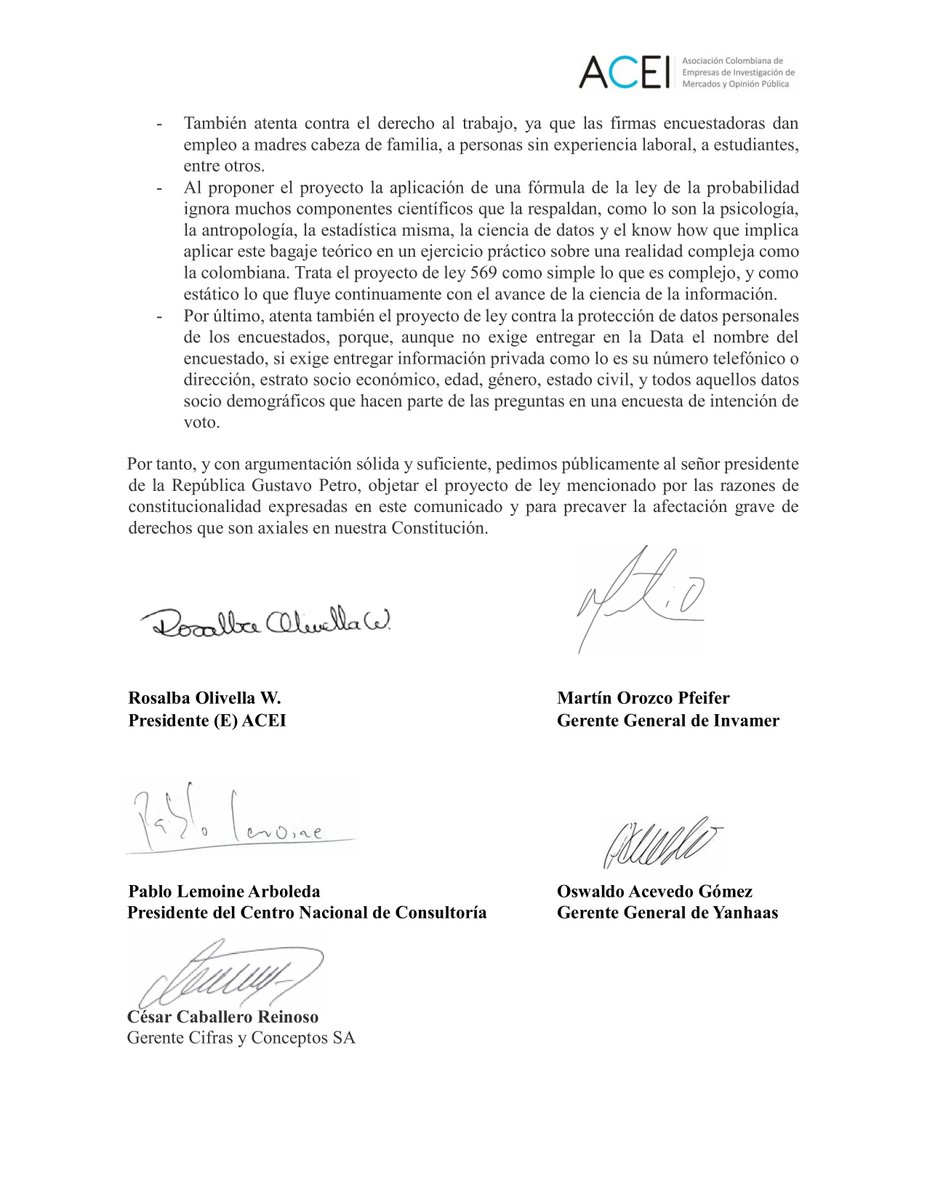 cifrasyconcepto's tweet image. Comunicado a la opinión pública sobre el Proyecto de Ley 569 de 2025.