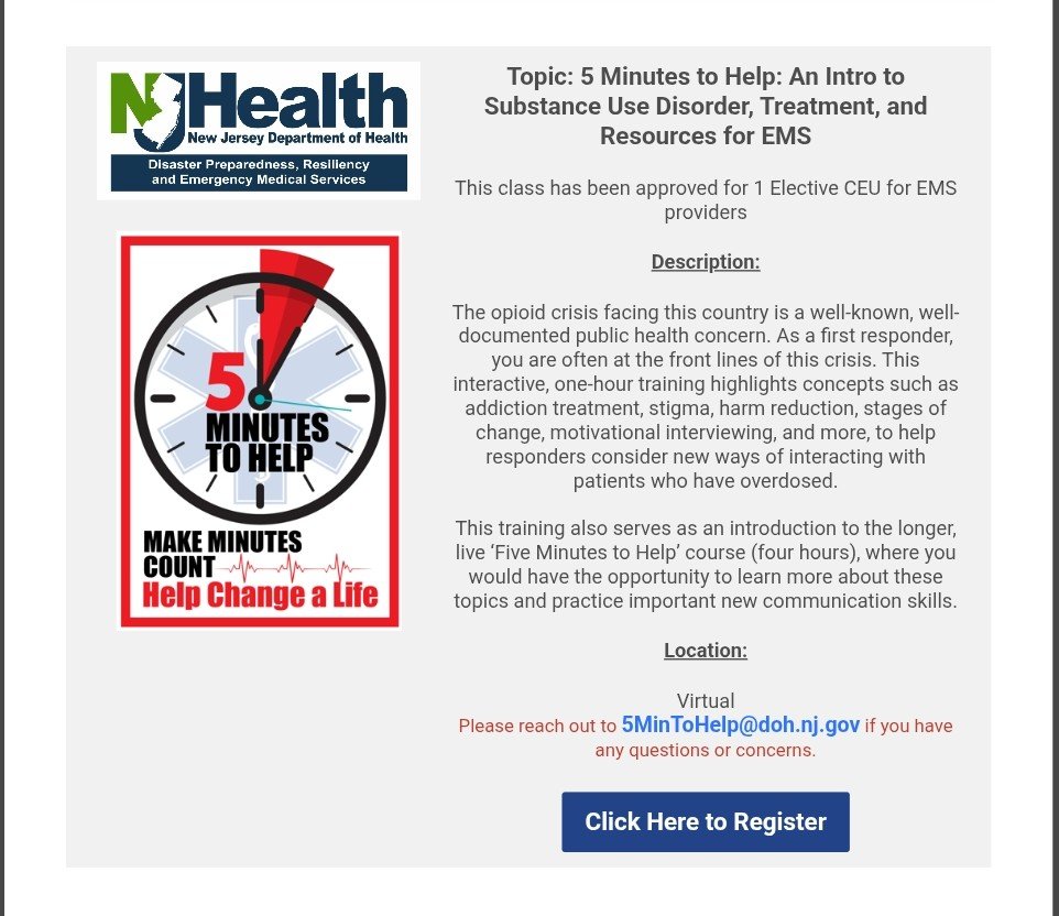 EMSCouncilNJ's tweet image. Free CEU opportunities. Check your personal email.
