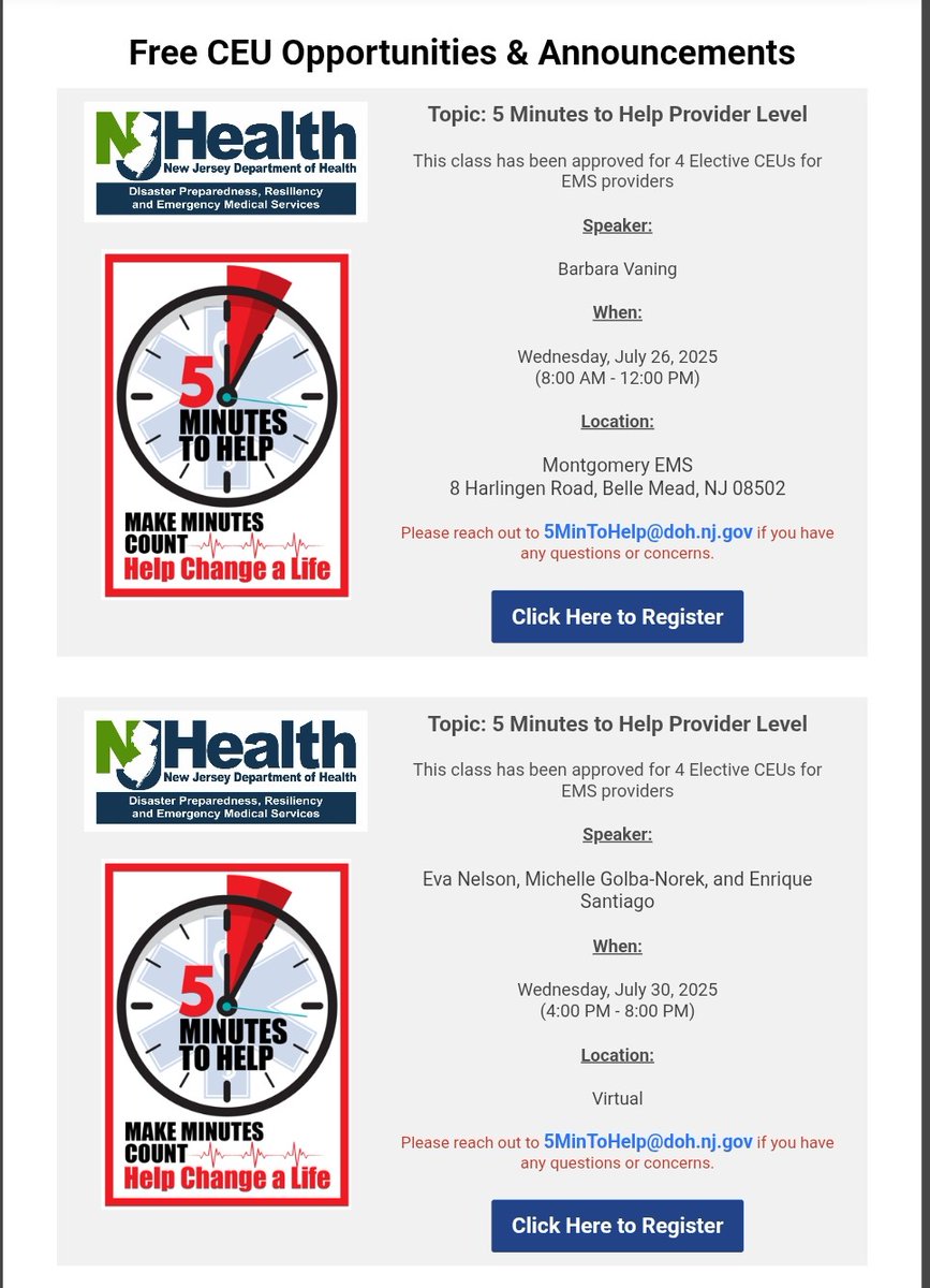 EMSCouncilNJ's tweet image. Free CEU opportunities. Check your personal email.