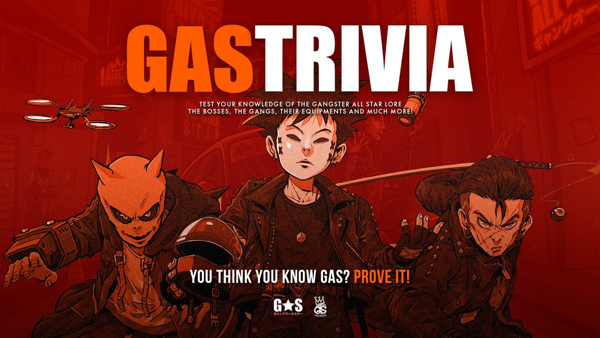 🚨 𝗚𝗔𝗦 𝗧𝗥𝗜𝗩𝗜𝗔 𝗧𝗢𝗨𝗥𝗡𝗔𝗠𝗘𝗡𝗧 🚨
Hosted by <a href="/0xDarkon/">Dark★n</a> 

The 1st UNOFFICIAL GAS Trivia Tournament. 
Are you a real GAS gang expert?
Let’s find out. 👀

Read the info here 🔽

#GASTRIVIA 
#GAS #GangsterAllStar 
#GASWAY #GoldSaucerTH