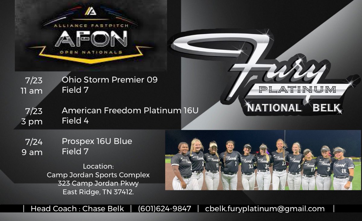 Fury Platinum National Belk (@furyplatnatbelk) on Twitter photo Next up we conclude our season at AFON!!! <a href="/FuryPlatinum/">FuryPlatinumSoftballClub</a> <a href="/LineDsoftball/">Line Drive Media</a> <a href="/ExtraInningSB/">EXTRA INNING SOFTBALL</a> #mudita #UBUNTU Next up we conclude our season at AFON!!! <a href="/FuryPlatinum/">FuryPlatinumSoftballClub</a> <a href="/LineDsoftball/">Line Drive Media</a> <a href="/ExtraInningSB/">EXTRA INNING SOFTBALL</a> #mudita #UBUNTU