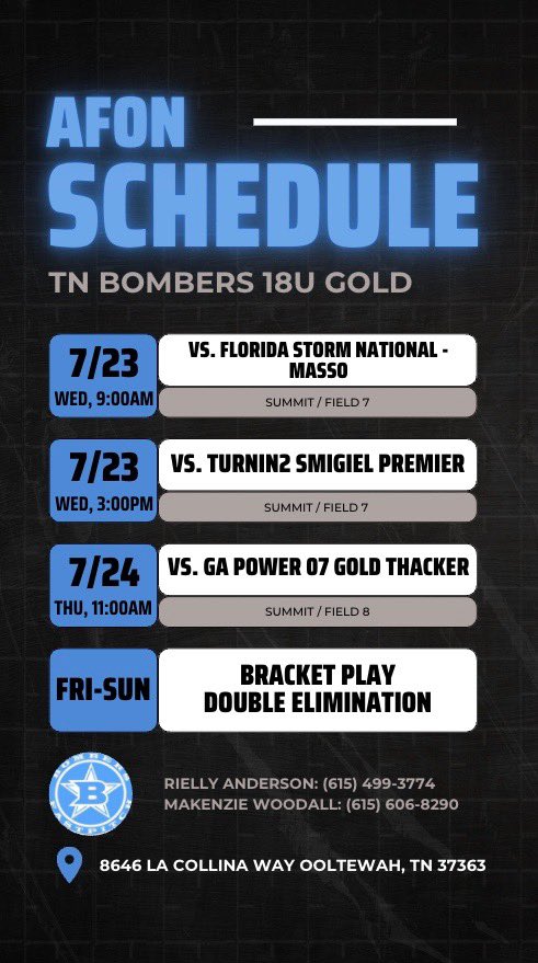 Reagan Tuck (@reagantuck2026) on Twitter photo Schedule for AFON! I’m so excited for our last tournament of the summer with my <a href="/TNBombers18u/">Tn Bombers 18u Gold</a> girls! <a href="/LadySaintsSball/">Shawnee CC Softball</a> <a href="/RhodesSoftball/">Rhodes Softball</a> <a href="/RoaneStSoftball/">Roane State Softball</a> <a href="/CS_Tigers_SB/">Chattanooga State Softball</a> <a href="/DSCCSoftball/">Dyersburg State Softball</a> <a href="/GCRhinosSB/">Gaston College Softball</a> <a href="/WSCCsoftball/">WaltersStSoftball</a> <a href="/GstateSB/">Gadsden State Softball</a> Schedule for AFON! I’m so excited for our last tournament of the summer with my <a href="/TNBombers18u/">Tn Bombers 18u Gold</a> girls! <a href="/LadySaintsSball/">Shawnee CC Softball</a> <a href="/RhodesSoftball/">Rhodes Softball</a> <a href="/RoaneStSoftball/">Roane State Softball</a> <a href="/CS_Tigers_SB/">Chattanooga State Softball</a> <a href="/DSCCSoftball/">Dyersburg State Softball</a> <a href="/GCRhinosSB/">Gaston College Softball</a> <a href="/WSCCsoftball/">WaltersStSoftball</a> <a href="/GstateSB/">Gadsden State Softball</a>