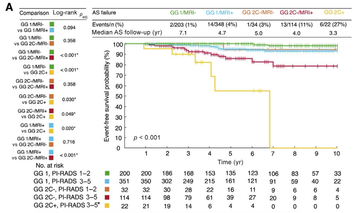 6/

We included 799 pts on modern, MRI-driven AS across 3 centers

Two 🔑 features explain nearly all risk of AS failure in multivar analysis:

1️⃣ cribriform morphology → HR 13‼️

2️⃣ PI-RADS 3-5 → HR 5