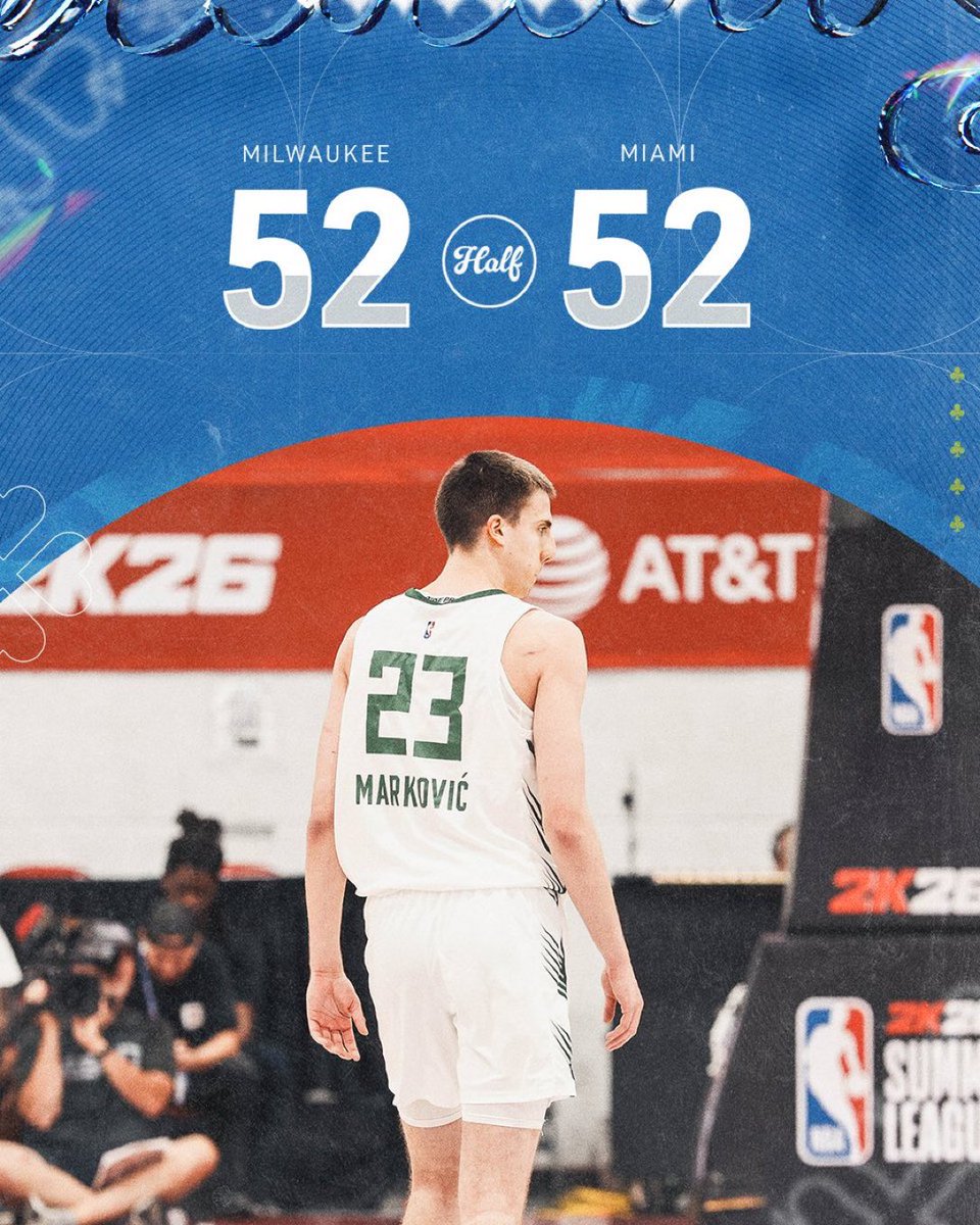 SleeperBucksNBA's tweet image. Bucks tied at the half against the Heat in their final summer league matchup.
Finish strong!! #FearTheDeer