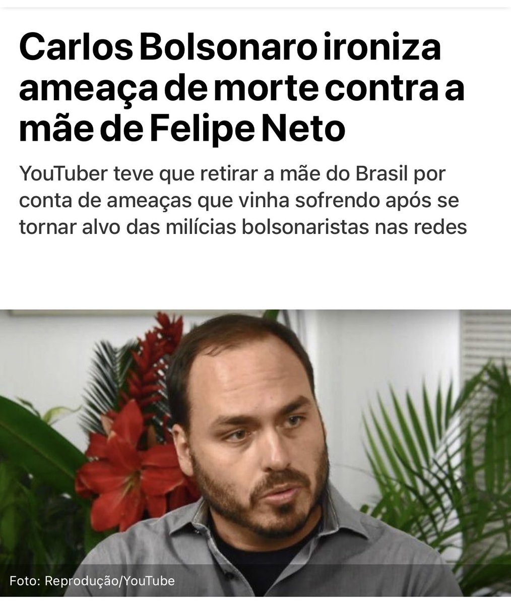 felipeneto's tweet image. Beijo e abraço pro seu pai, @CarlosBolsonaro
Você não tem ideia do quanto eu estou feliz por ver que há justiça no mundo.
Sua podre família pagará por tudo que fez.