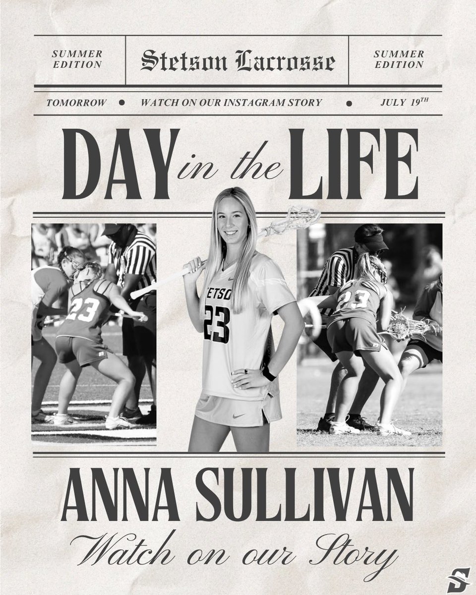 StetsonLacrosse's tweet image. โผ๏ธTune in tomorrow ALL DAY on our Instagram Story to see what summer break looks like for Anna Sullivan๐โ๏ธ๐ฅ