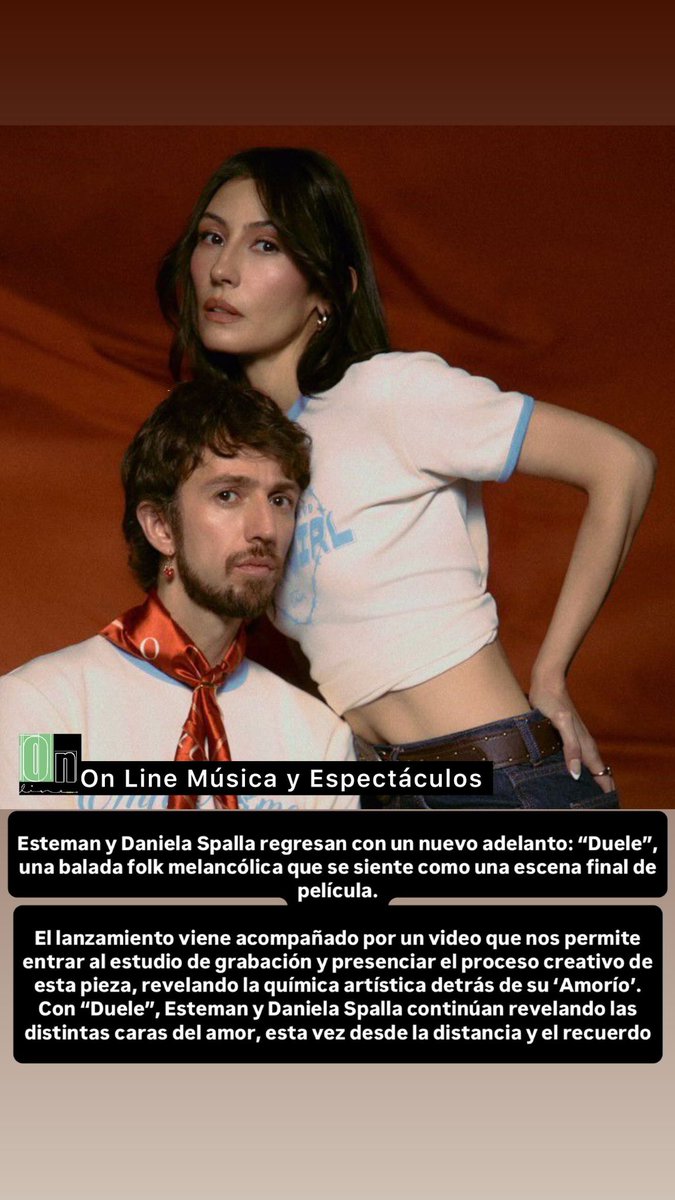 Esteman y Daniela Spalla regresan con un nuevo adelanto: “Duele”, una balada folk melancólica que se siente como una escena final de película.

#Música #Espectáculos #Esteman #DanielaSpalla #Duele #Fyp <a href="/estemanmusic/">Esteman</a> <a href="/danielaspalla/">Daniela Spalla</a> #OnLineMyE