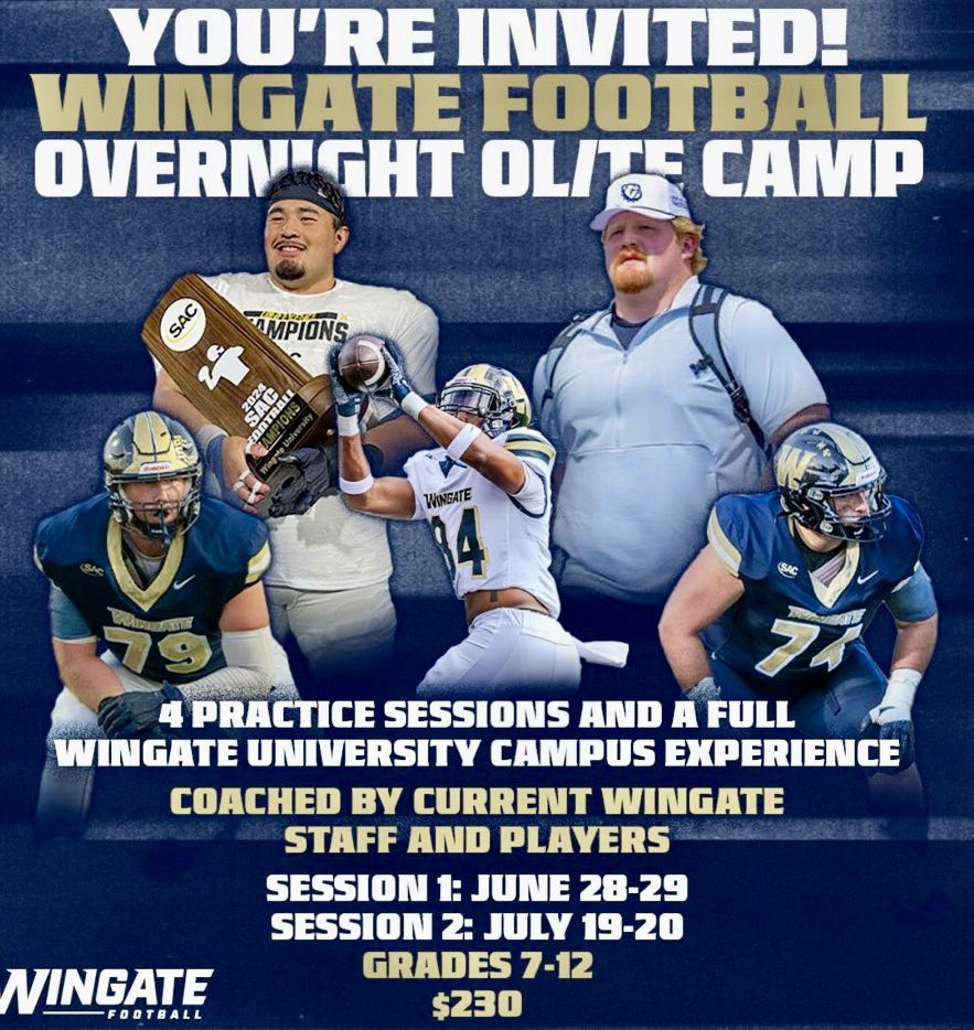 Andrewjw65's tweet image. Let’s get after it. Excited for the 2 days of work @WingateFb OL/DL camp this weekend. Really excited to get work with @HunterJolly1 and all the other coaches!!!Show Up & Show Out @Hold_2017 @pepman704 @NPCoachJeff @RockJordan15
