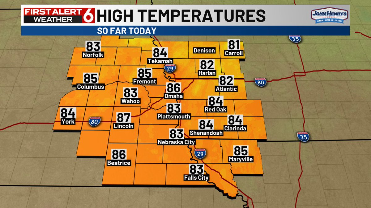 RustyLord's tweet image. Here's a look at the high temperatures across our area from earlier today.