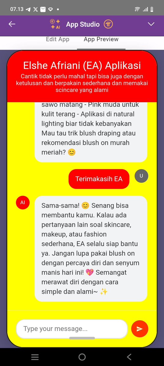 Elshe afriani (@ratuelsa27) on Twitter photo Pagi pagi mengunjungi Chat BOT App studio EA aplikasi ku Elshe Afriani aplikasi, Pi network semakin asik dengan kreatifitas kita apapun hobi, keahlian kita bisa dicurahkan dinChat BOT AI app studio
<a href="/dorisyincpa/">Doris Yin 东方紫莲🪷</a>
<a href="/lurima_pi/">Lumari 🦋</a>
<a href="/NoncePadja/">NONNY PADJA NTT 🦅❤GCV ambassador indonesia 🦅</a>
<a href="/JasonWong_Pi/">Jason Wong_Pi</a>
<a href="/jojo102102/">JoJo-π</a> Pagi pagi mengunjungi Chat BOT App studio EA aplikasi ku Elshe Afriani aplikasi, Pi network semakin asik dengan kreatifitas kita apapun hobi, keahlian kita bisa dicurahkan dinChat BOT AI app studio
<a href="/dorisyincpa/">Doris Yin 东方紫莲🪷</a>
<a href="/lurima_pi/">Lumari 🦋</a>
<a href="/NoncePadja/">NONNY PADJA NTT 🦅❤GCV ambassador indonesia 🦅</a>
<a href="/JasonWong_Pi/">Jason Wong_Pi</a>
<a href="/jojo102102/">JoJo-π</a>