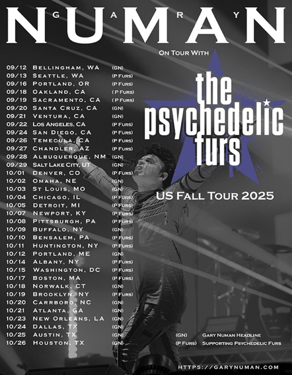 numanofficial's tweet image. Delighted to say Detroit, MI has been added to our run with The Psychedelic Furs on October 5th at the Masonic Jack White Theatre. Tickets: garynuman.com/tours