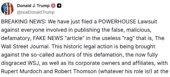 Donald suing the owner of Fox News over Jeffrey Epstein is the absolute funniest way for MAGA to die.