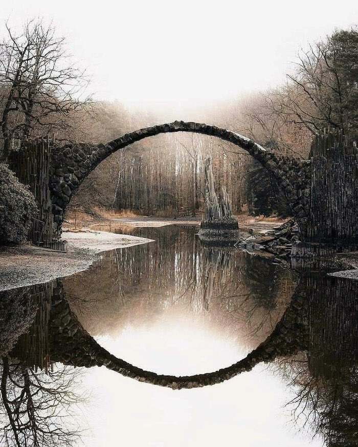 6. Devil's Bridge, Germany

Known as Rakotzbrücke, this bridge is known for its design that forms a perfect circle when reflected in the water. 

Many European bridges share this nickname, inspired by legends that their incredible construction was the work of the devil himself.