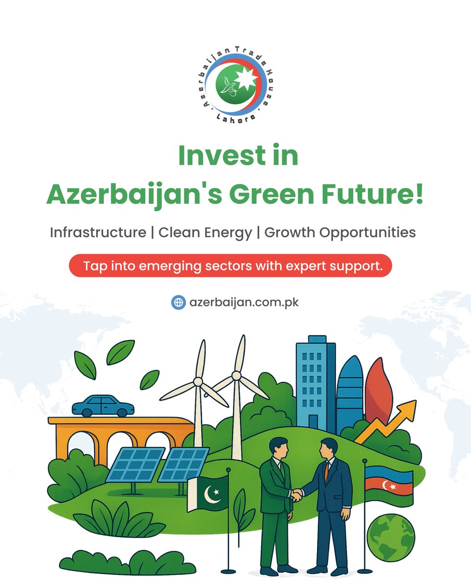 Azerbaijan Trade House (@azerbaijanlhr) on Twitter photo ๐ ๐๐๐ฒ๐ฟ๐ฏ๐ฎ๐ถ๐ท๐ฎ๐ป ๐ถ๐ ๐ฅ๐ถ๐๐ถ๐ป๐ด! ๐๏ธ
From massive infrastructure growth to groundbreaking green energy projects, Azerbaijan is unlocking new doors for smart investors. ๐ฆ๐ฟ
#AzerbaijanTradeHouse #AzerbaijanOpportunities #GreenInvestment #PakistanToAzerbaijan ๐ ๐๐๐ฒ๐ฟ๐ฏ๐ฎ๐ถ๐ท๐ฎ๐ป ๐ถ๐ ๐ฅ๐ถ๐๐ถ๐ป๐ด! ๐๏ธ
From massive infrastructure growth to groundbreaking green energy projects, Azerbaijan is unlocking new doors for smart investors. ๐ฆ๐ฟ
#AzerbaijanTradeHouse #AzerbaijanOpportunities #GreenInvestment #PakistanToAzerbaijan