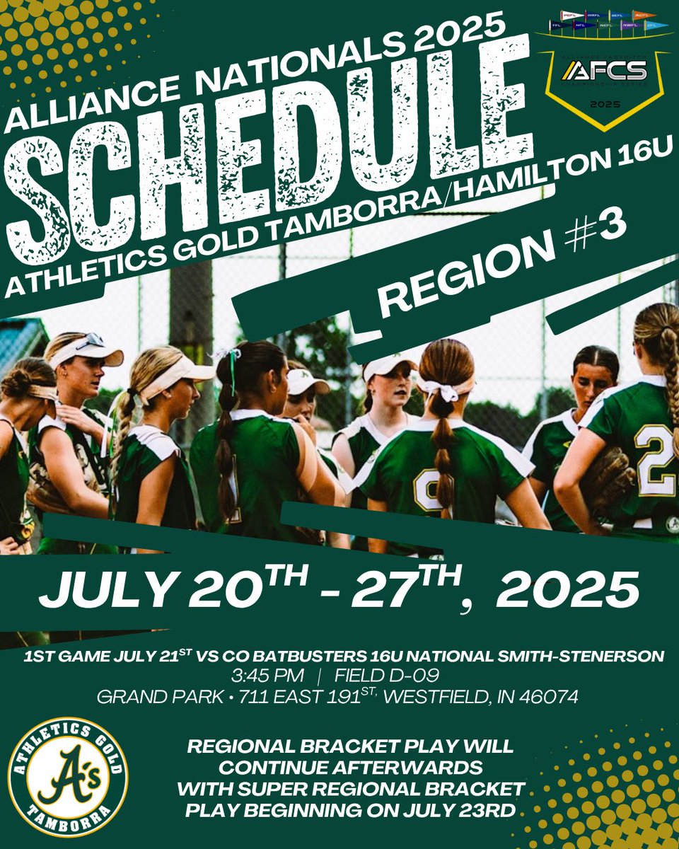 Athletics Gold Tamborra ‘09 (@athleticsgold09) on Twitter photo Come cheer us on as we head to the Midwest to finish our season strong in <a href="/thealliancefp/">The Alliance Fastpitch</a> Nationals! Follow along at the link below as we advance through bracket play on the road to the National Championship playing some of the best teams in the country!
play.bullpentournaments.com/events/allianc… Come cheer us on as we head to the Midwest to finish our season strong in <a href="/thealliancefp/">The Alliance Fastpitch</a> Nationals! Follow along at the link below as we advance through bracket play on the road to the National Championship playing some of the best teams in the country!
play.bullpentournaments.com/events/allianc…