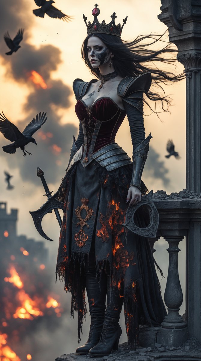 GoldenFalconsCC's tweet photo. Queen of the Ashen Evenings.
If your world burned down — would you become like her or flee into the shadows?
#AshQueen #FieryVengeance #DarkSovereign #CursedPower #BurningKingdom #art #aiart #aiartdaily #aiartworld #aiartgallery #FantasyArt #digtalart #aiartwork https://t.co/yacsbbPNLv