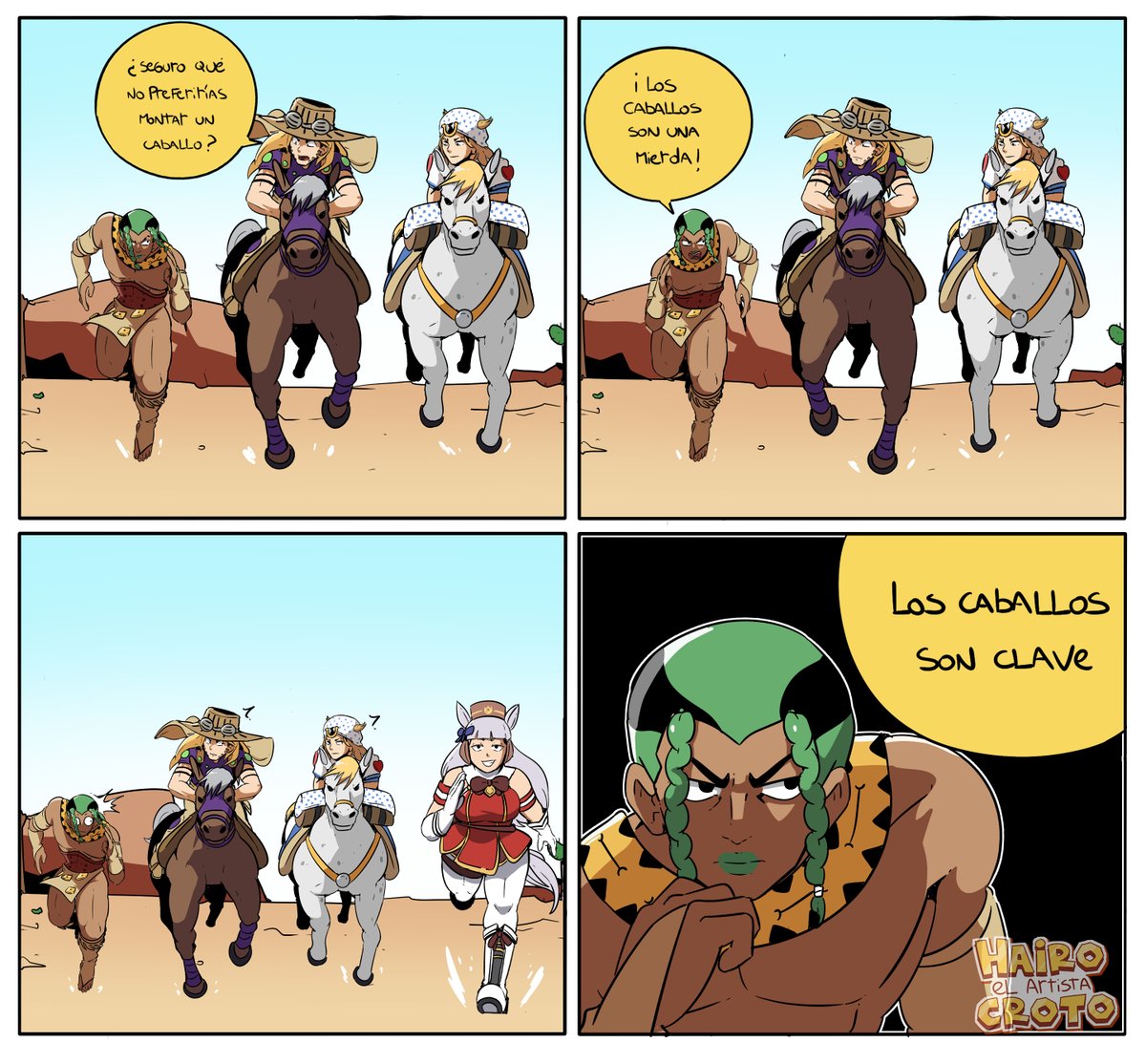 HairoElCroto's tweet image. ~hasta que salga el animé de steel ball run me voy a conformar con el otro animé que tiene caballos y carreras