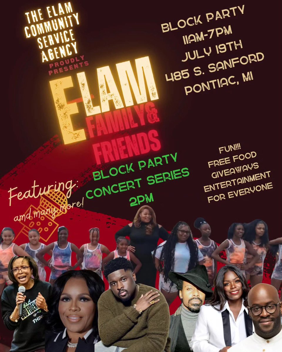 MikeMcGPontiac's tweet image. The Elam Family & Friends Block Party tradition on Pontiac’s Eastside continues! I’ve sponsored this free community event again this year and I’m looking forward to being there again. Please spread the word and invite your neighbors. #LetsGoPontiac