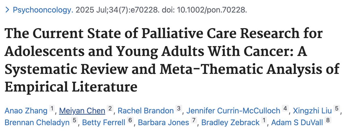 UChicagoLeuk's tweet image. new article on palliative care research in AYAs featuring @AyaOncologist as senior author!
pubmed.ncbi.nlm.nih.gov/40660632/