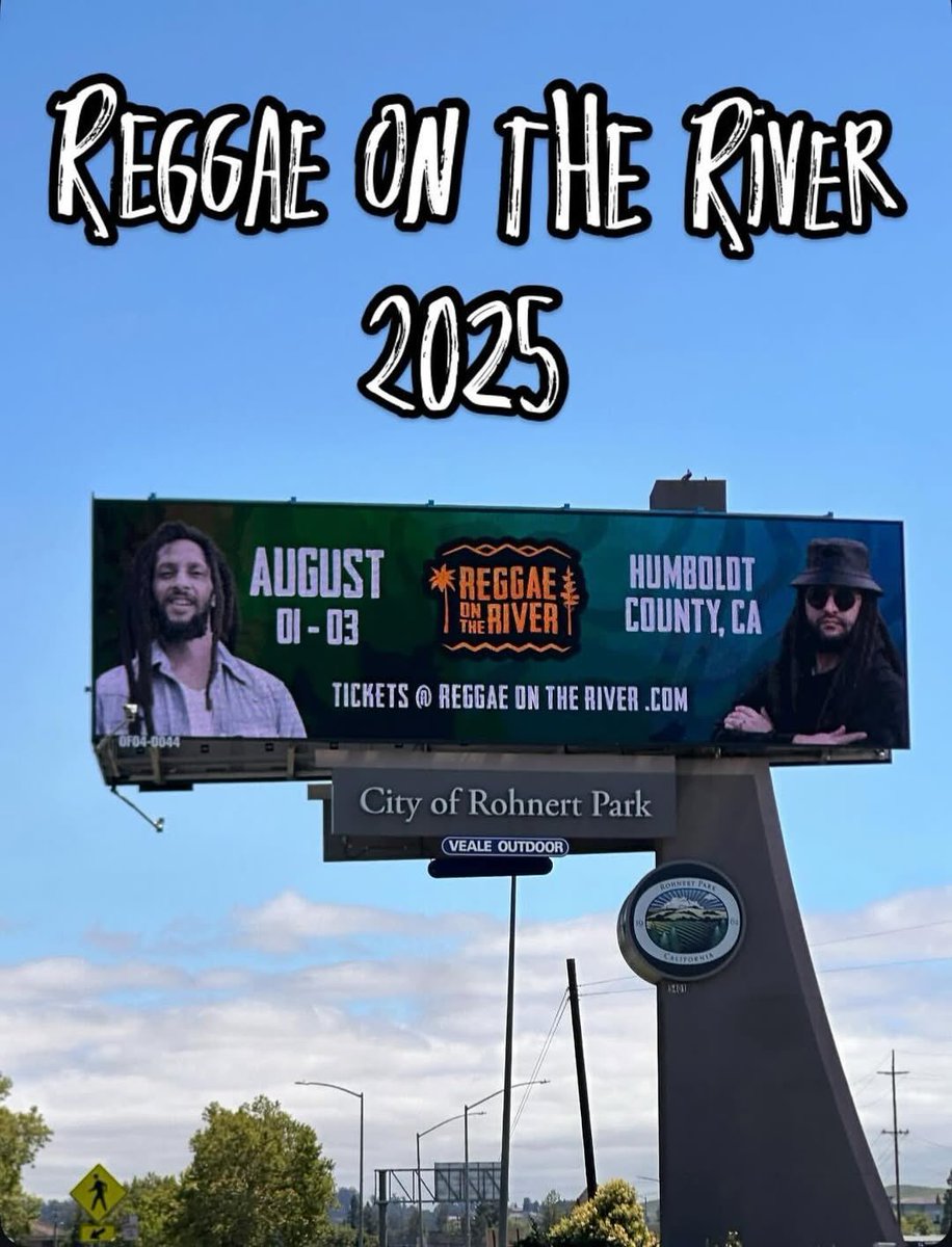 reggaeontheriver Big up all our Sonoma
County fam!
We see you, we love you,
and we cannot wait to see your smiling faces up in Humboldt for Reggae On The River!
Spotted this beautiful billboard reppin' the vibes in your neck of the woods — and now the countdown is ON! August 1-3.