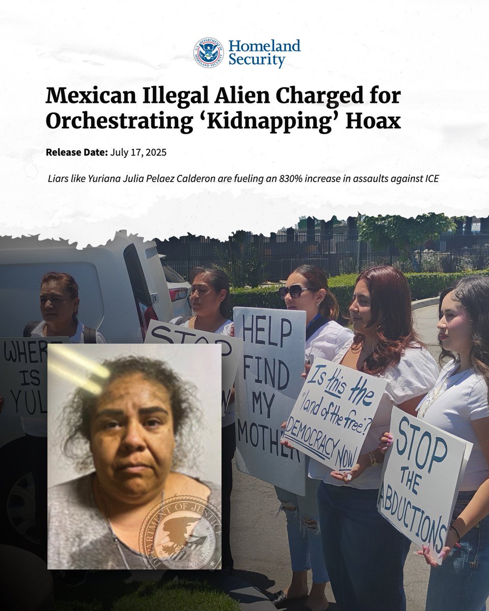 FAKE NEWS🧵

Politicians and media outlets ran with the made-up story of an illegal alien, Yuriana Julia Pelaez Calderon, being "kidnapped" by federal agents and held hostage.

Turns out, her entire story was a lie meant to scam Americans out of their money.