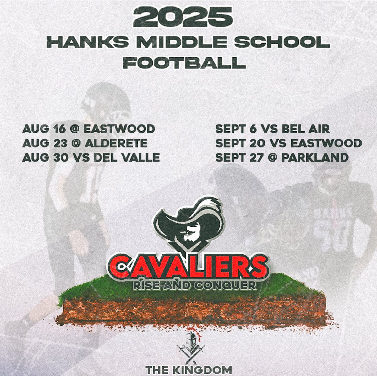 Coach Scott Veliz (@coach_veliz) on Twitter photo Hanks Cavaliers Football is going to be 🔥🔥in 2025! All home games will at Excalibur Stadium! Come watch our future Knights. #TheKingdom #RiseAndConquer <a href="/JLucero_HMS/">Jarrod Lucero</a> <a href="/HanksGutierrez/">Danny Gutierrez</a> <a href="/HanksAthletics/">THE KINGDOM ATHLETICS</a> <a href="/HANKSMSYISD/">Hanks MS</a> Hanks Cavaliers Football is going to be 🔥🔥in 2025! All home games will at Excalibur Stadium! Come watch our future Knights. #TheKingdom #RiseAndConquer <a href="/JLucero_HMS/">Jarrod Lucero</a> <a href="/HanksGutierrez/">Danny Gutierrez</a> <a href="/HanksAthletics/">THE KINGDOM ATHLETICS</a> <a href="/HANKSMSYISD/">Hanks MS</a>