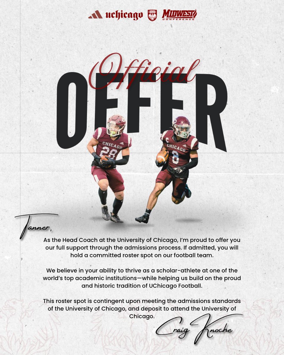 Tanner Guthrie (@tanner_guth) on Twitter photo #AGTG After a great talk with <a href="/CoachK_UChicago/">Craig Knoche</a> I am blessed to have received an offer from the University of Chicago! <a href="/UChicagoFB/">UChicago Football</a> <a href="/coachnolazy/">Coach Johnson</a> <a href="/CoachTylerK/">Tyler Knoblock</a> <a href="/Coach___ROBERTS/">Alex Roberts</a> #AGTG After a great talk with <a href="/CoachK_UChicago/">Craig Knoche</a> I am blessed to have received an offer from the University of Chicago! <a href="/UChicagoFB/">UChicago Football</a> <a href="/coachnolazy/">Coach Johnson</a> <a href="/CoachTylerK/">Tyler Knoblock</a> <a href="/Coach___ROBERTS/">Alex Roberts</a>