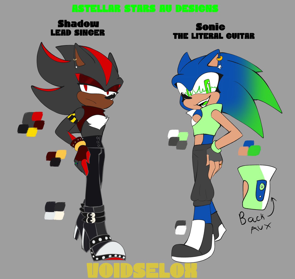 voidselox's tweet image. Give me the most random head-cannons you would have for these two (I will 100% draw the ones that sound the funniest to me) #astellarstarsAU #sonic
