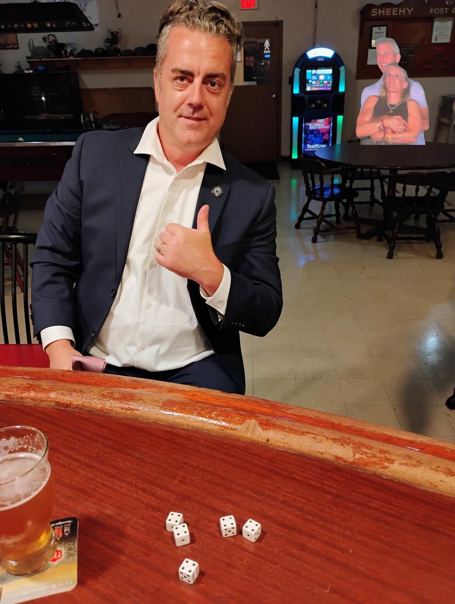 Just trying to enjoy a friendly dice game at the VFW and these two jokers won’t stop playing Coldplay on the juke.