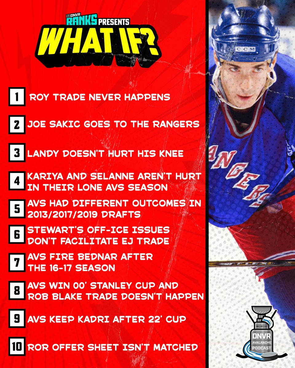 DNVR_Avalanche's tweet image. Our Top 10 What Ifs in Colorado Avalanche history as debated by @DNVR_Rudo, @returnofaj, and @EricLacroix28!
Check out the list 👇 What would you add or change?