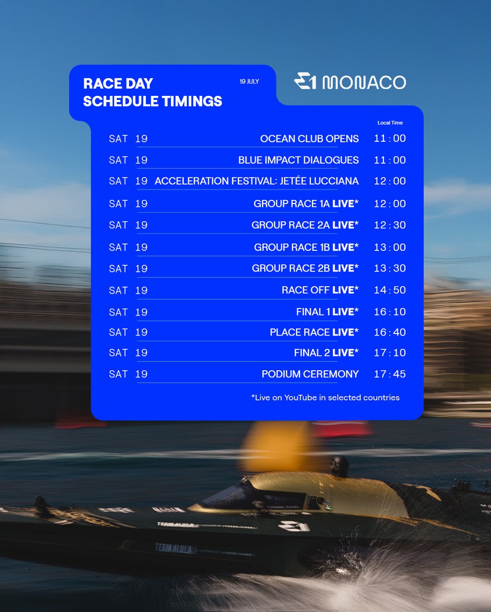 18 pilots
9 teams
8 races
1 day

E1 Monaco Race Day is going to be jam packed with incredible entertainment ⚡️

#E1Monaco | #E1Series